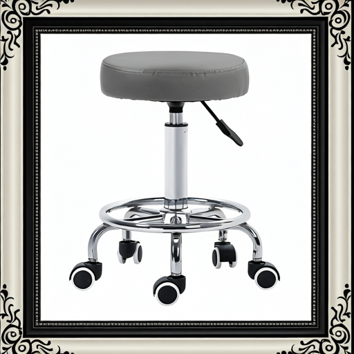 Vinsetto PU Leather Rolling Stool, Height Adjustable Stool Chair With Wheels For Salon, Massage, Spa, Grey