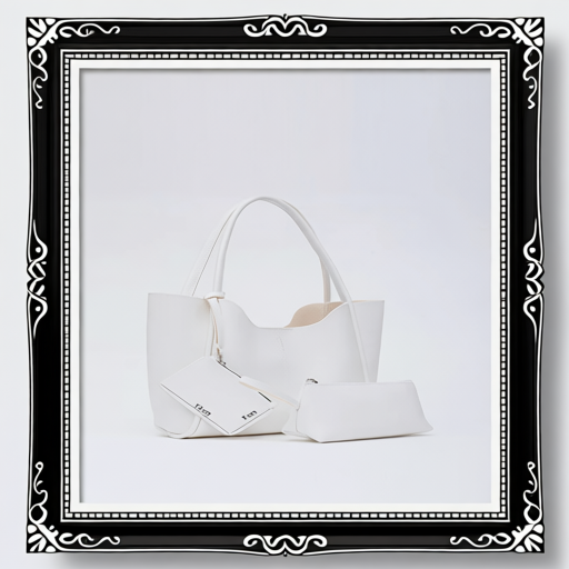 White SHK108 Faux Leather Women Hand And Shoulder Bag With Wallet And Makeup Bag