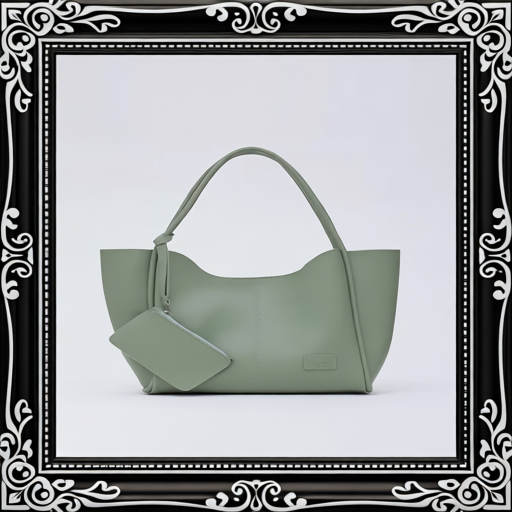 Mint Green SHK108 Faux Leather Women Hand And Shoulder Bag With Wallet And Makeup Bag
