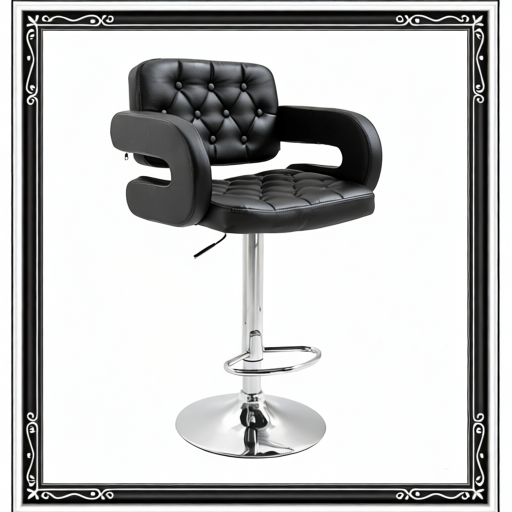 PU Leather Upholstered Swivel Bar Stool, Height Adjustable With Back, Armrest, Footrest, Black