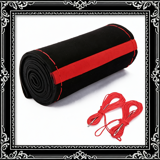 Suede Leather Car Steering Wheel Covers With Needles Thread Black Red DIY