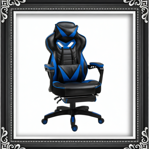 Vinsetto Faux Leather Reclining Gaming Chair, With Footrest - Blue/Black