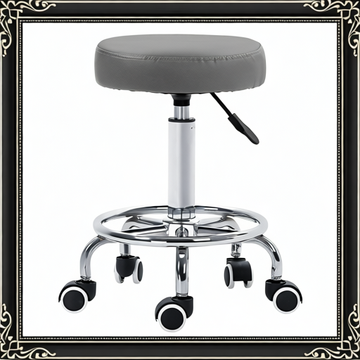 Vinsetto PU Leather Rolling Stool, Height Adjustable Stool Chair With Wheels For Salon, Massage, Spa, Grey
