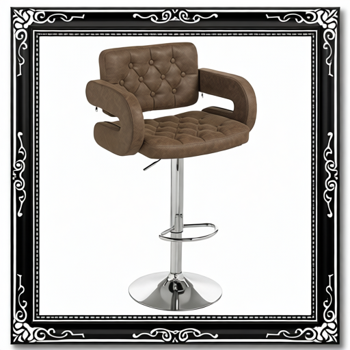 PU Leather Upholstered Swivel Bar Stool, Height Adjustable With Back, Armrest, Footrest, Coffee