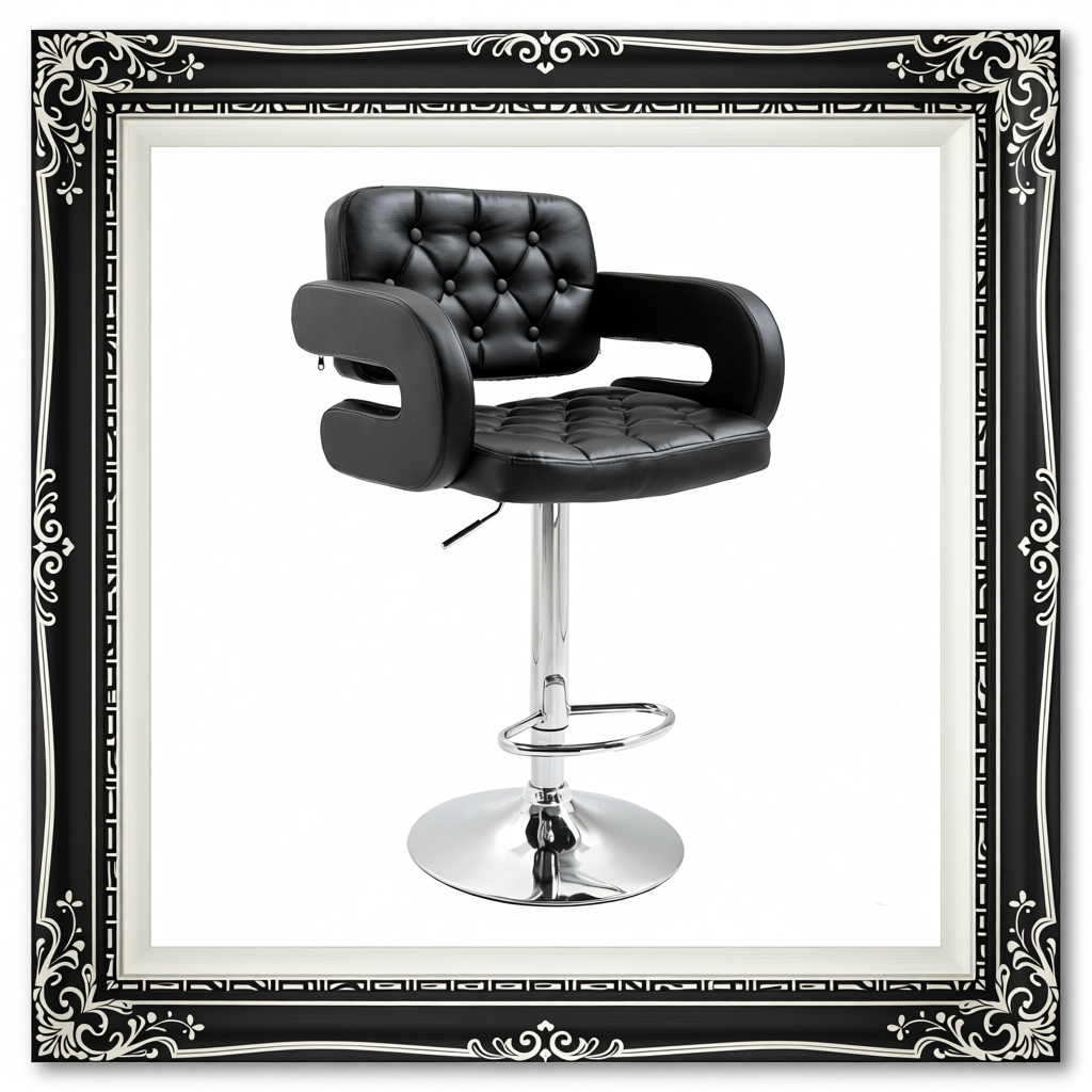 PU Leather Upholstered Swivel Bar Stool, Black