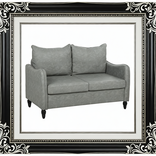Faux Leather Marble-Effect Two-Seater Sofa - Grey