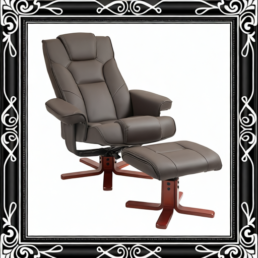 Faux Leather Recliner and Footstool Set