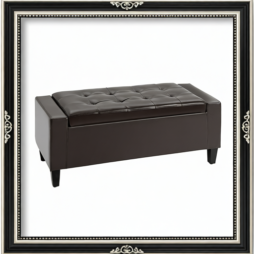 PU Leather Storage Ottoman Bench Storage Chest Tufted Ottoman Cube W/ Flipping Top 92L X 40W X 40H Cm Brown