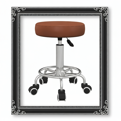 Vinsetto PU Leather Rolling Stool, Height Adjustable Stool Chair With Wheels For Salon, Massage, Spa, Brown