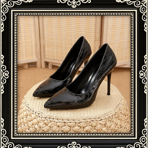 Women's Pointed Toe Stone Pattern Stiletto Heels