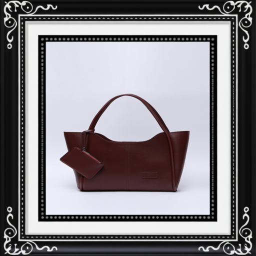 Burgundy SHK108 Faux Leather Women Hand And Shoulder Bag With Wallet And Makeup Bag