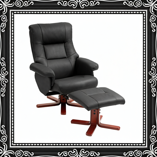 Faux Microfibre Leather Manual Recliner And Footstool Set - Black