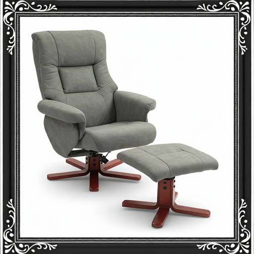 Faux Microfibre Leather Manual Recliner And Footstool Set - Grey